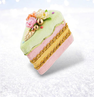Pre-Order December Diamonds 4.5in Pink Floral Pearl Beaded Cake Slice 08-00247 Sweet Dreams