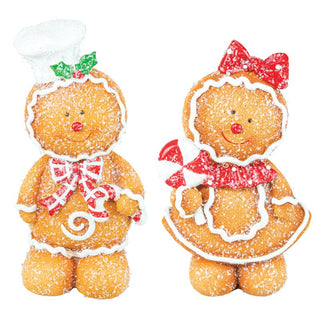 Candied Standing Gingerbread Chef Boy Red Bow Girl Set 15479