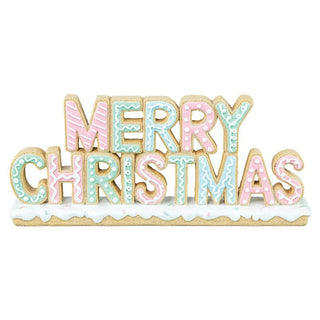 Candied Merry Christmas Pastel Sweet Shop Gingerbread Confections Tabletop Resin Sign