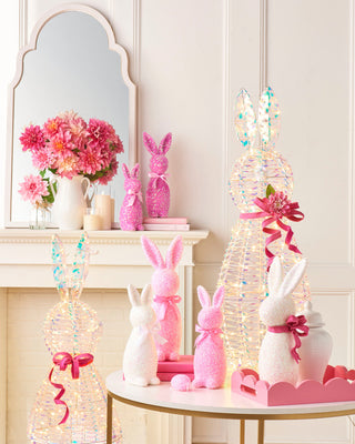 Raz Easter 12" Iridescent Pink Flocked Bunny 4532765