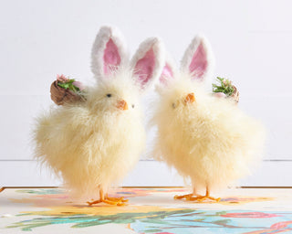 Raz Easter 9" Fluffy Chicks with Bunny Ears Set 4416033