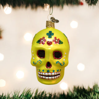 Day Of The Dead Yellow Sugar Skull Ornament 26079