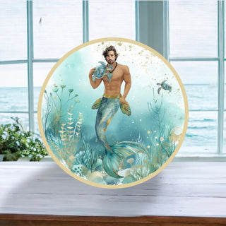 Coastal Merman with Turtle Seashell Dinner Plate 29-30016 A Mermaids Tale