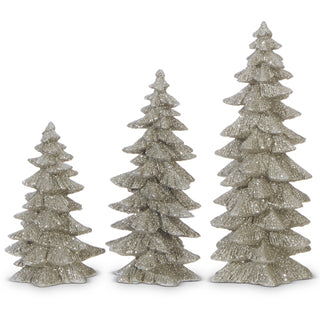 PRE-ORDER Silver Gold or White Glittered Trees Set