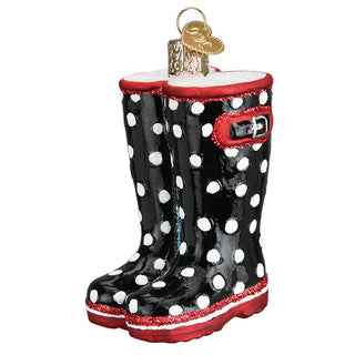 Polka Dot Garden Rubber Rain Boots Ornament 32389