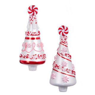 RAZ 6" Glass Exclusive Beaded Peppermint Tree Ornament Set 4352875-R24