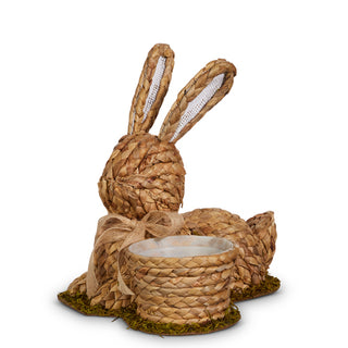 Raz Easter 10.5" Natural Basketweave Brown Woven Bunny with Basket 4503409