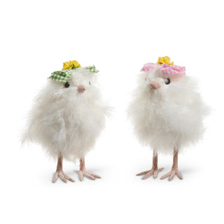 Raz 4.5" or 7" White Easter Fluffy Chick Set 4503457