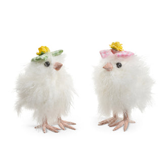Raz 4.5" or 7" White Easter Fluffy Chick Set 4503457