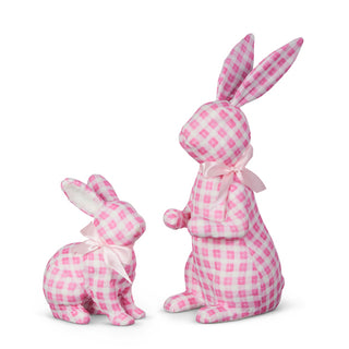 13.75" Easter Pink Gingham Checked Bunny Rabbit Set 4503476
