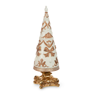 PRE-ORDER 15.5" Pearl Embellished Coquette Bow Cone Tree 4510476