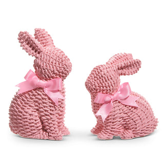 5.25" Pink, Blue or White Woven Bunnies with Bows 4511175