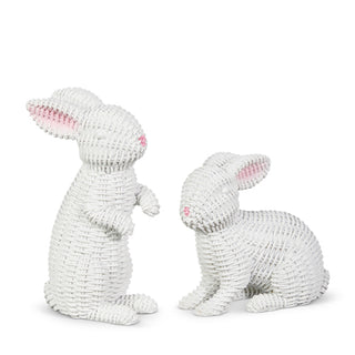 Raz Easter 8" White Woven Bunnies Set 4511311