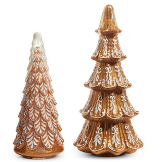 PRE-ORDER Raz Set of 2 Ornate Gingerbread Trees 4512515
