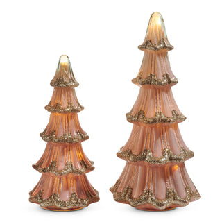 PRE-ORDER 14.5" Pink & Gold Glass Tree Set 4516731