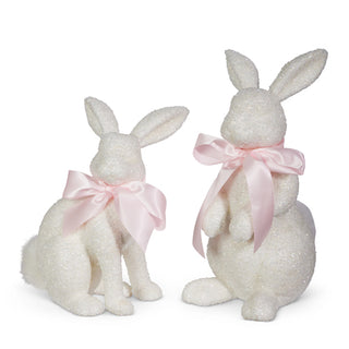 Raz 14.5 White Glitter Beaded Bunny Set 4520815