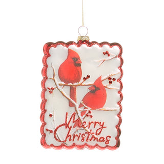 Pre-Order Raz Christmas 5" Cardinal Square Glass Ornament 4524944