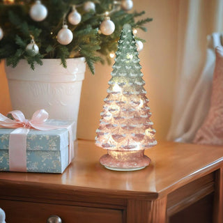 14" Lit Pink Glass Blue Ombre Tabletop Tree 50601