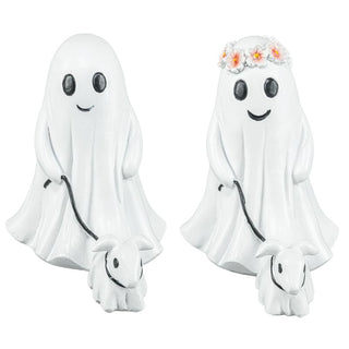 Halloween Ghost Dog Walker Figurine Tabletop Set