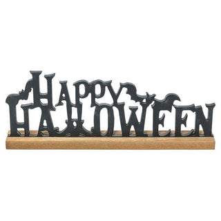 Halloween Witch Boots Bats Happy Halloween Tabletop Wooden Sign 55103