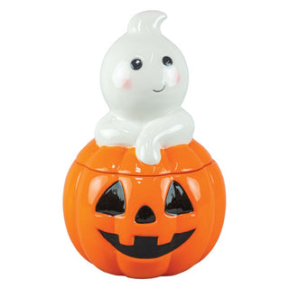 Halloween Ghost Ghostie Jack-O-Lantern Pumpkin Cookie Jar