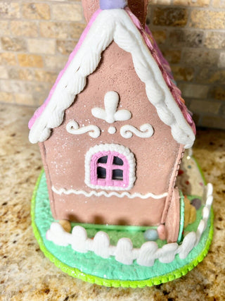 Candy Sweets Pastel Easter 9" Light Up Gingerbread House
