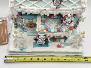 14" Christmas Light up Gingerbread House W/Penguins