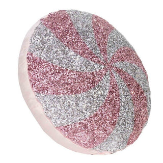Sparkles Home Luminous Pink Peppermint Rhinestone Throw Pillow Holiday