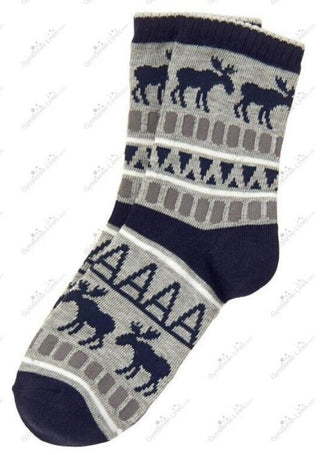 Med Boys Fair Isle Moose Holiday Socks