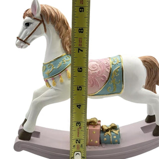 10" Christmas Pastel Pink Rocking Horse Decor