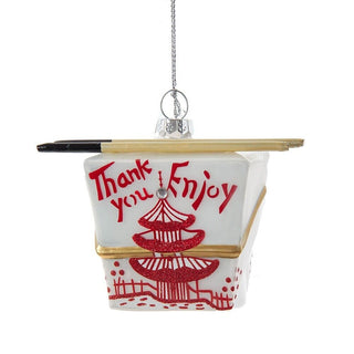 Glass Chinese Asain Food Take Out Container Christmas Ornament J9022