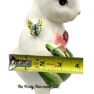 Bunny Kisses with Butterfly Ceramic Figurine Decor