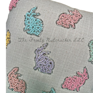9" Beaded Easter Bunny Throw Pillow