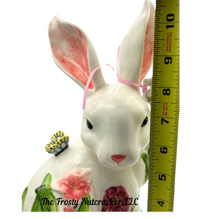 Bunny Kisses with Butterfly Ceramic Figurine Decor