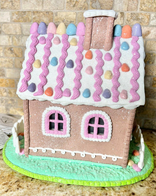 Candy Sweets Pastel Easter 9" Light Up Gingerbread House