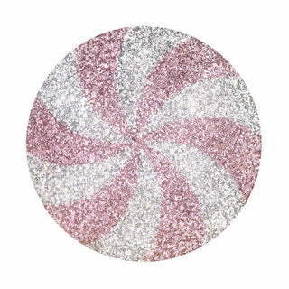 Sparkles Home Luminous Pink Peppermint Rhinestone Throw Pillow Holiday