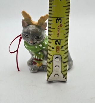 3" Gray Cat Wearing Scarf Ornament by Blue Sky Clayworks