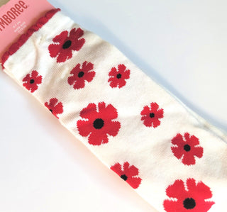 5-7 Girls Novelty Poppy Flowers Holiday Knee High Socks