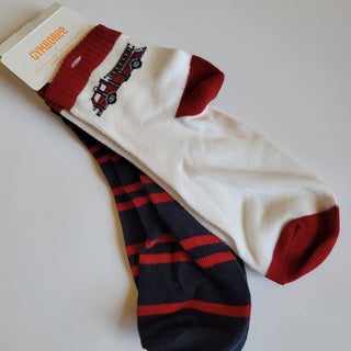 Large Boys Socks L Fire Engine Striped Holiday Socks