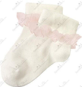 Girls sz 3-4 Pink Organza Ruffle Socks
