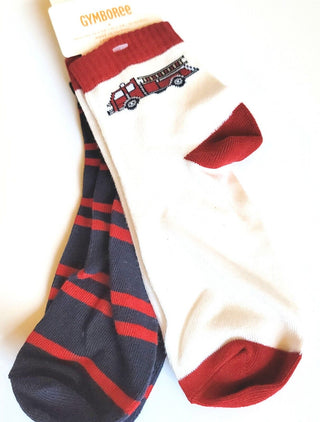Large Boys Socks L Fire Engine Striped Holiday Socks