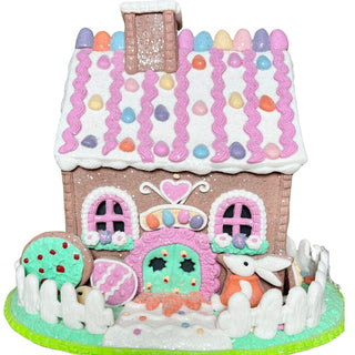 Candy Sweets Pastel Easter 9" Light Up Gingerbread House