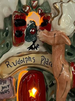 Christmas Candle Tea Light Rudolphs Place Candle House