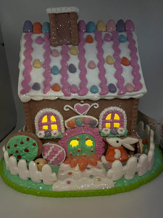 Candy Sweets Pastel Easter 9" Light Up Gingerbread House