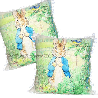 Beatrix Potter Peter Rabbit Square Throw Pillows Set Easter Spring Bird