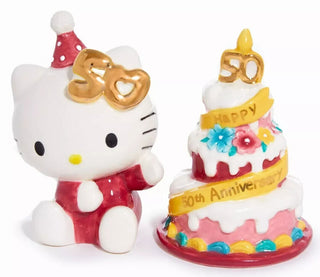 Hello Kitty Cake 50th Anniversary Salt Pepper Shaker Set by Blue Sky Clayworks
