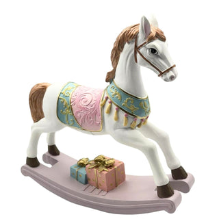 10" Christmas Pastel Pink Rocking Horse Decor