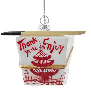 Glass Chinese Asain Food Take Out Container Christmas Ornament J9022