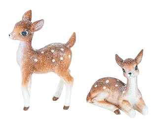 Christmas Sugared Fawns 2 Piece Set Deer Table Decor Mantle