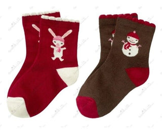 6-12 mo Girls Novelty Holiday Snow Bunny Socks Set